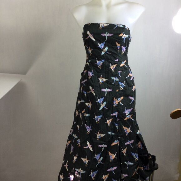 Free People Sunshine of Your Love Parrot Print Strapless Midi Dress Black Size 4 - Picture 11 of 11